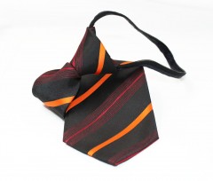      NM Állítható gyereknyakkendő - Fekete-narancs csíkos Gyerek nyakkendők